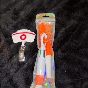 Orange and White medical pen set